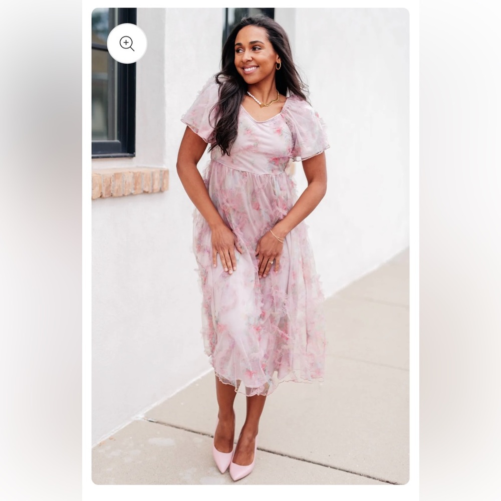 Pinkblush Songbird Fluttersleeve Dress (Maternity)